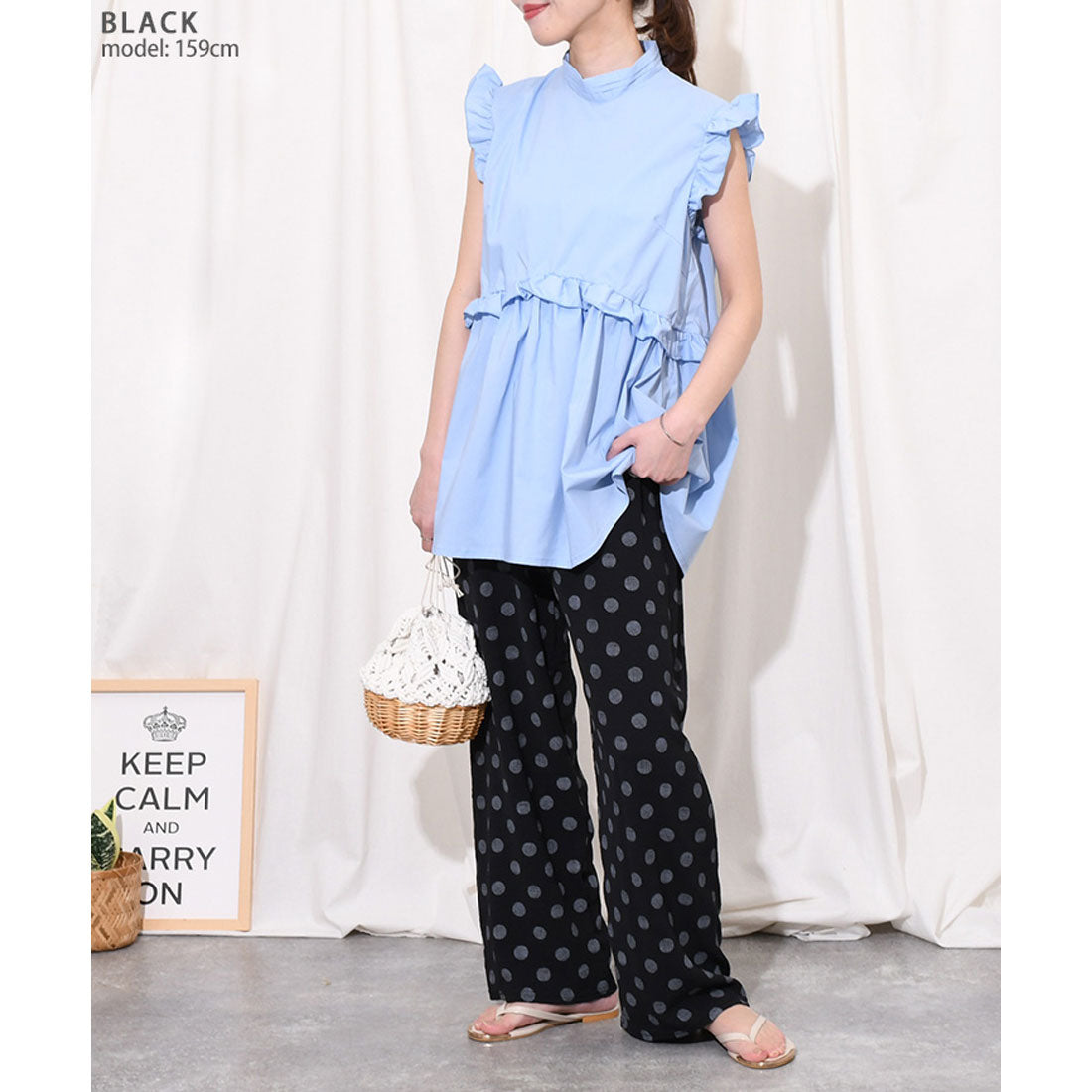 リアルスタイル REAL STYLE ワイドパンツ レディース 春 夏 ドット柄 涼しい 涼感 速乾 楽ちん きれいめ リラックス ウエストゴム 薄手 ボトムス 柄パンツ 柄物 (ライトカーキ) ライトカーキ