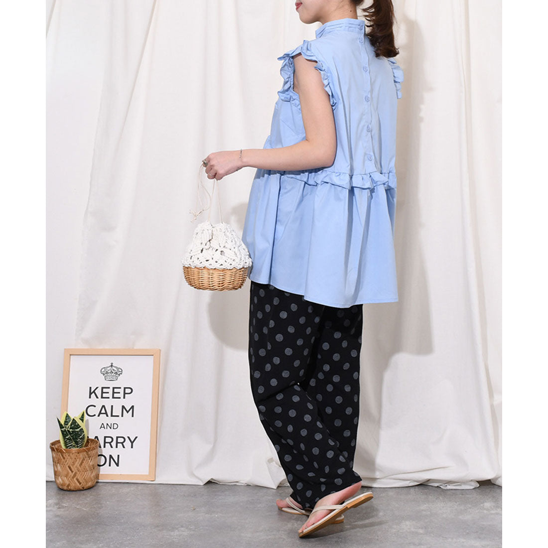 リアルスタイル REAL STYLE ワイドパンツ レディース 春 夏 ドット柄 涼しい 涼感 速乾 楽ちん きれいめ リラックス ウエストゴム 薄手 ボトムス 柄パンツ 柄物 (ライトカーキ) ライトカーキ