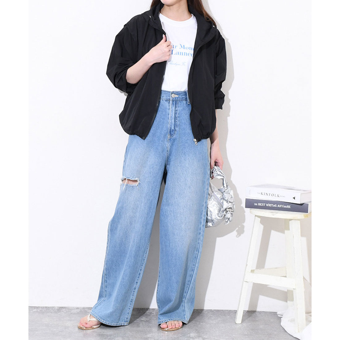 リアルスタイル REAL STYLE ブルゾン レディース 薄手 夏 春 アウター パーカー ジャンパー UVケア 日焼け 撥水 長袖 ジップ ゆったり 羽織り 上着 運動 (オフホワイト) オフホワイト