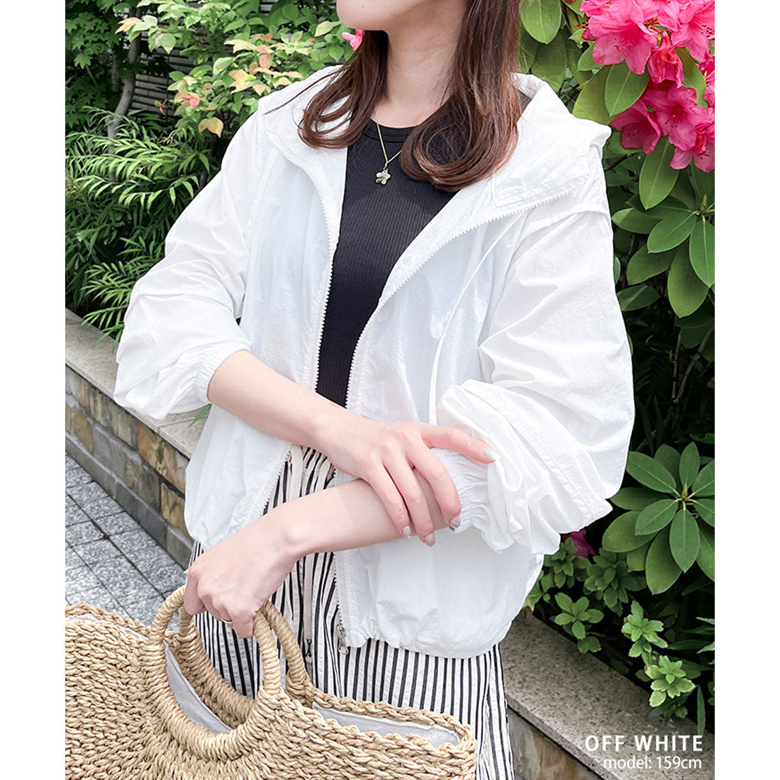 リアルスタイル REAL STYLE ブルゾン レディース 薄手 夏 春 アウター パーカー ジャンパー UVケア 日焼け 撥水 長袖 ジップ ゆったり 羽織り 上着 運動 (オフホワイト) オフホワイト