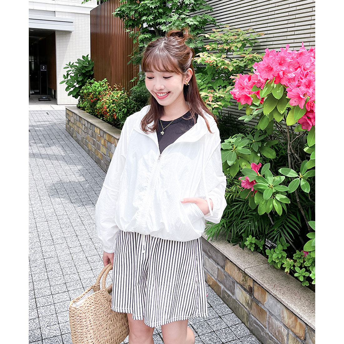 リアルスタイル REAL STYLE ブルゾン レディース 薄手 夏 春 アウター パーカー ジャンパー UVケア 日焼け 撥水 長袖 ジップ ゆったり 羽織り 上着 運動 (オフホワイト) オフホワイト