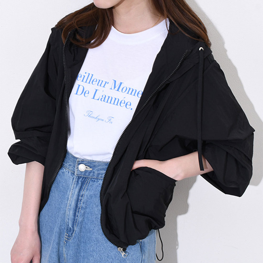 リアルスタイル REAL STYLE ブルゾン レディース 薄手 夏 春 アウター パーカー ジャンパー UVケア 日焼け 撥水 長袖 ジップ ゆったり 羽織り 上着 運動 (ブラック) ブラック