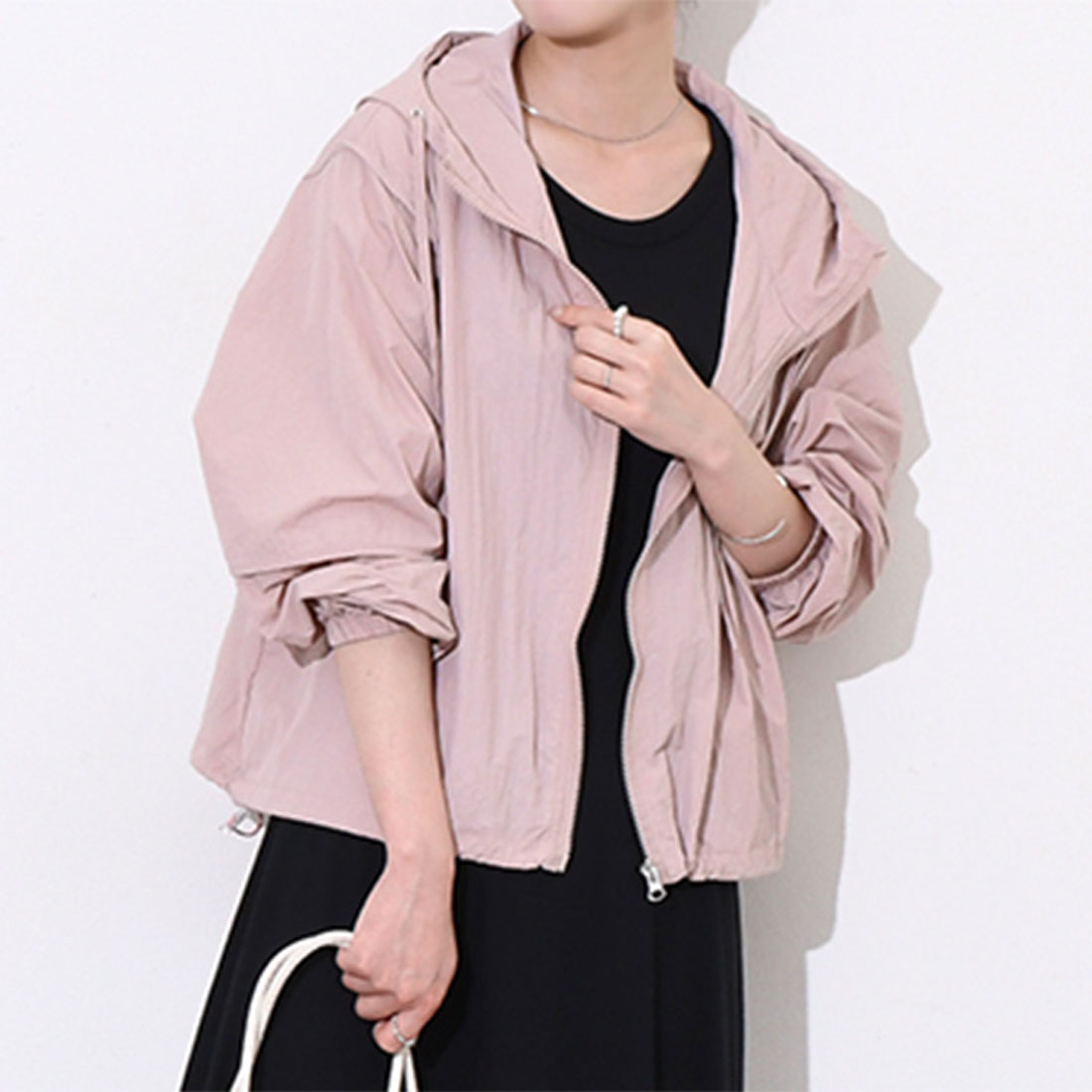 リアルスタイル REAL STYLE ブルゾン レディース 薄手 夏 春 アウター パーカー ジャンパー UVケア 日焼け 撥水 長袖 ジップ ゆったり 羽織り 上着 運動 (ダスティピンク) ダスティピンク