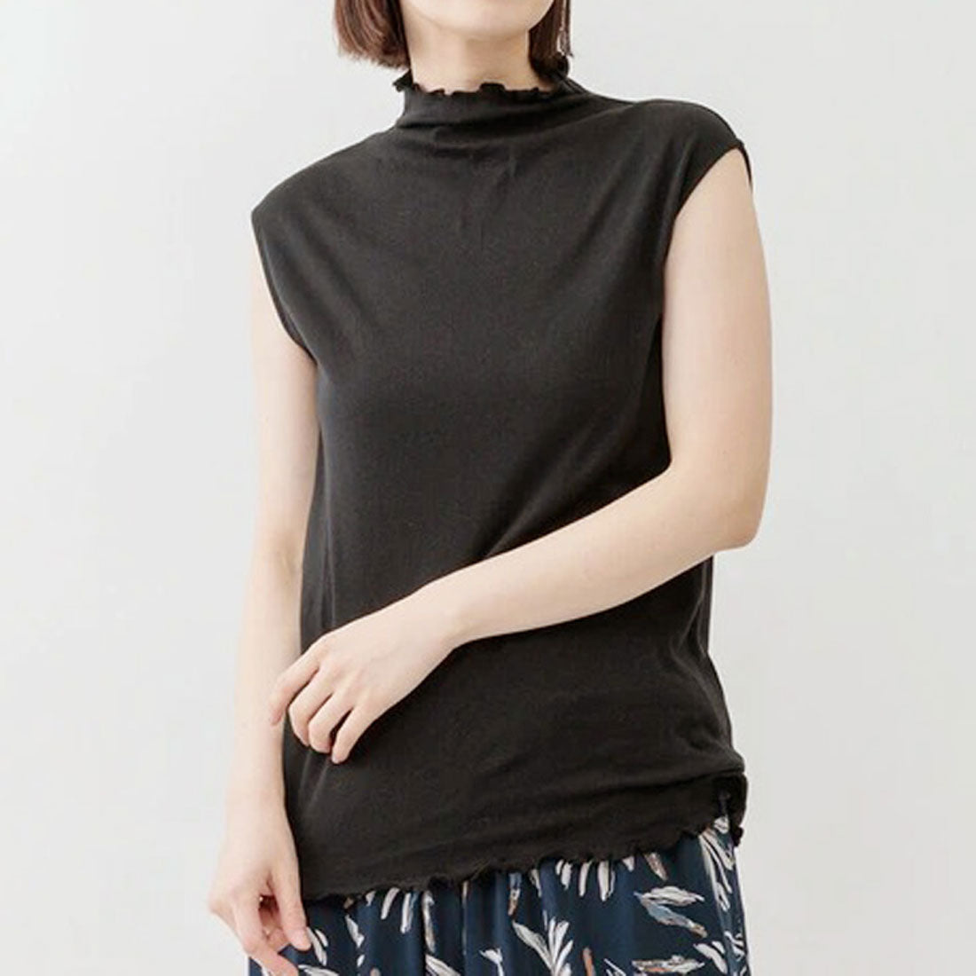 トップス 335 Real Style Sheer Top Cotton T-Shirt Inner 100% Cotton Sleeveless Frenc