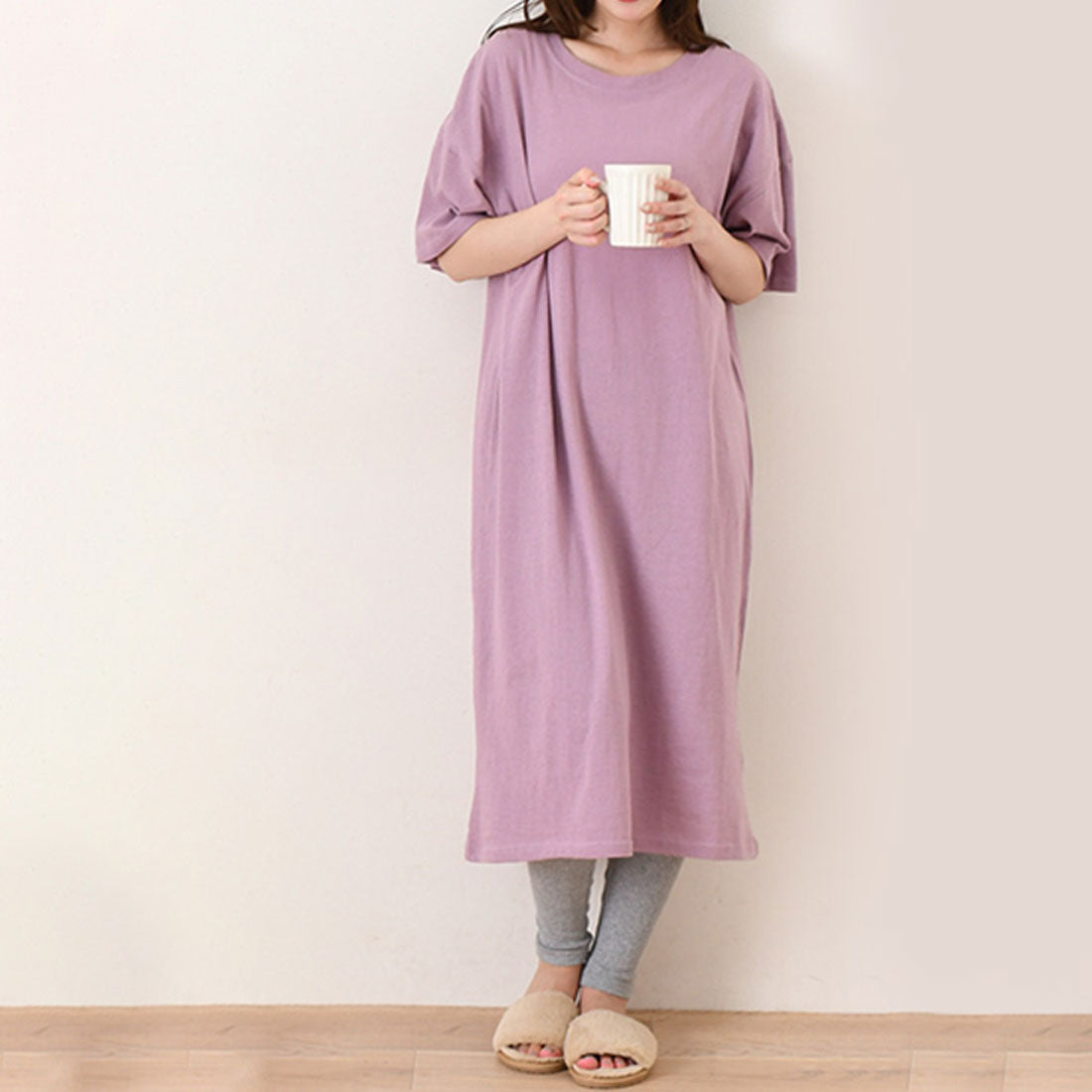 Real Style Women's Dress Summer Short Sleeve Cool Long 100% Cotton Cotton Casual Stylish Simple Loose Straight Cut and Sewn