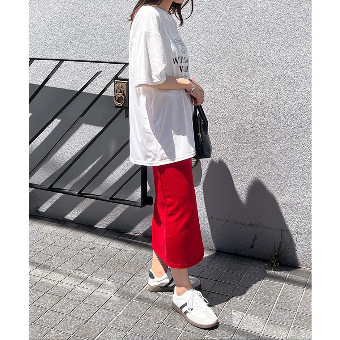 リアルスタイル REAL STYLE Tシャツ レディース 半袖 ゆったり 大きいサイズ 夏 薄手 シンプル ロゴ プリント ストレッチ カットソー トップス ロゴT プリントT (オフホワイト) オフホワイト