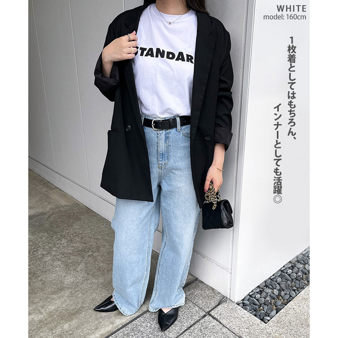 リアルスタイル REAL STYLE Tシャツ レディース 半袖 フレンチスリーブ タンクトップ 綿100% コットン ゆったり ショート丈 ロゴT カットソー トップス 薄手 韓国ファッション チンチャコリア (ホワイト) ホワイト