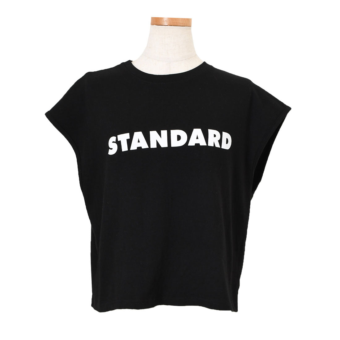 リアルスタイル REAL STYLE Tシャツ レディース 半袖 フレンチスリーブ タンクトップ 綿100% コットン ゆったり ショート丈 ロゴT カットソー トップス 薄手 韓国ファッション チンチャコリア (ブラック) ブラック