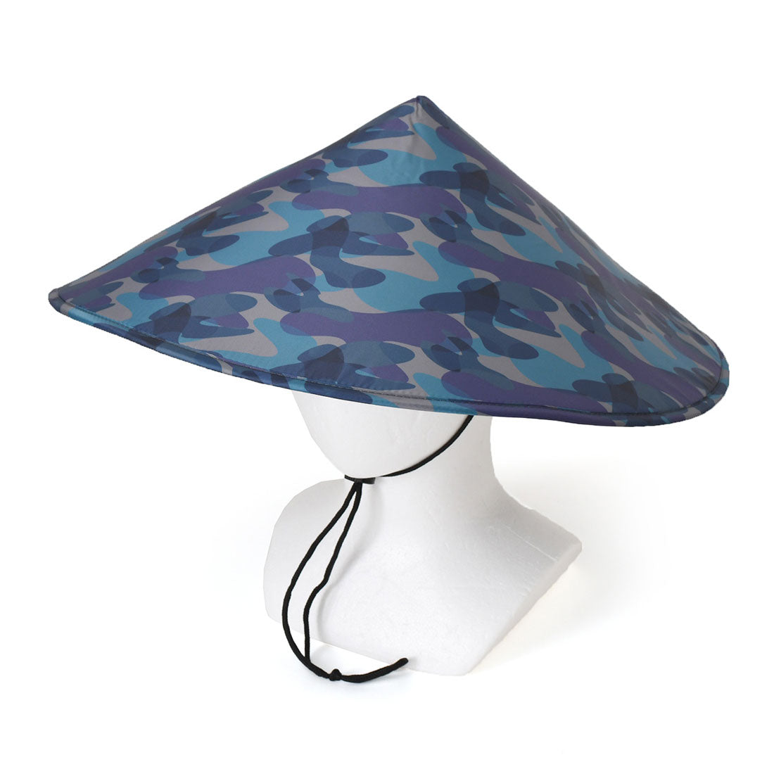 リアルスタイル REAL STYLE 被る日傘 かぶる 被る傘 笠帽子 傘帽子 日傘帽子 日よけ 日除け UVカット UPF50+ 撥水 迷彩柄 ミリタリー 五徳 あご紐 暑さ対策 熱中症対策 ベトナム帽子 レディース メンズ キッズ (ブルー) ブルー