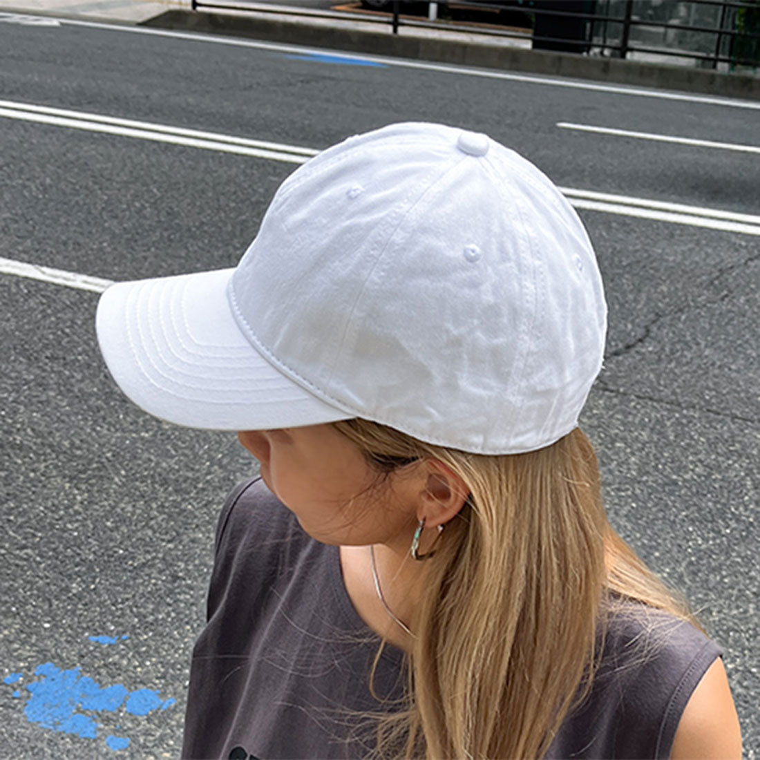 リアルスタイル REAL STYLE キャップ レディース メンズ 深め 大きいサイズ つば長 帽子 紫外線 UV コットン 綿 おしゃれ シンプル カジュアル ヴィンテージ風 (ホワイト) ホワイト