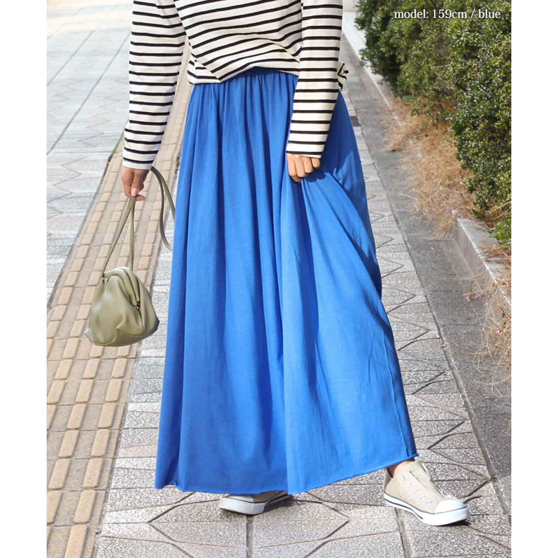 リアルスタイル REAL STYLE スカート レディース ロング フレアスカート マキシスカート カットオフ 綿100% コットン 無地
