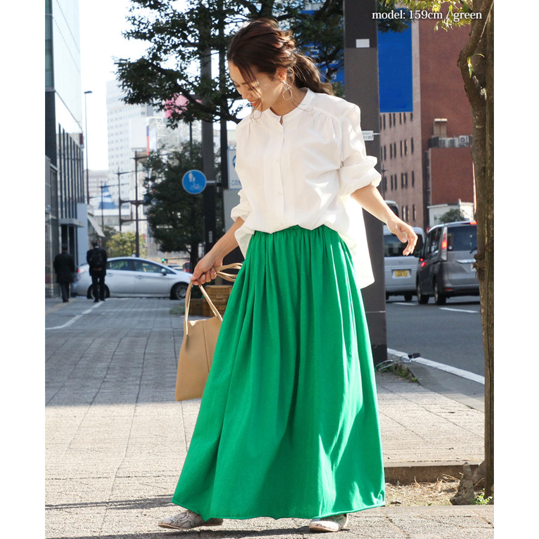 リアルスタイル REAL STYLE スカート レディース ロング フレアスカート マキシスカート カットオフ 綿100% コットン 無地