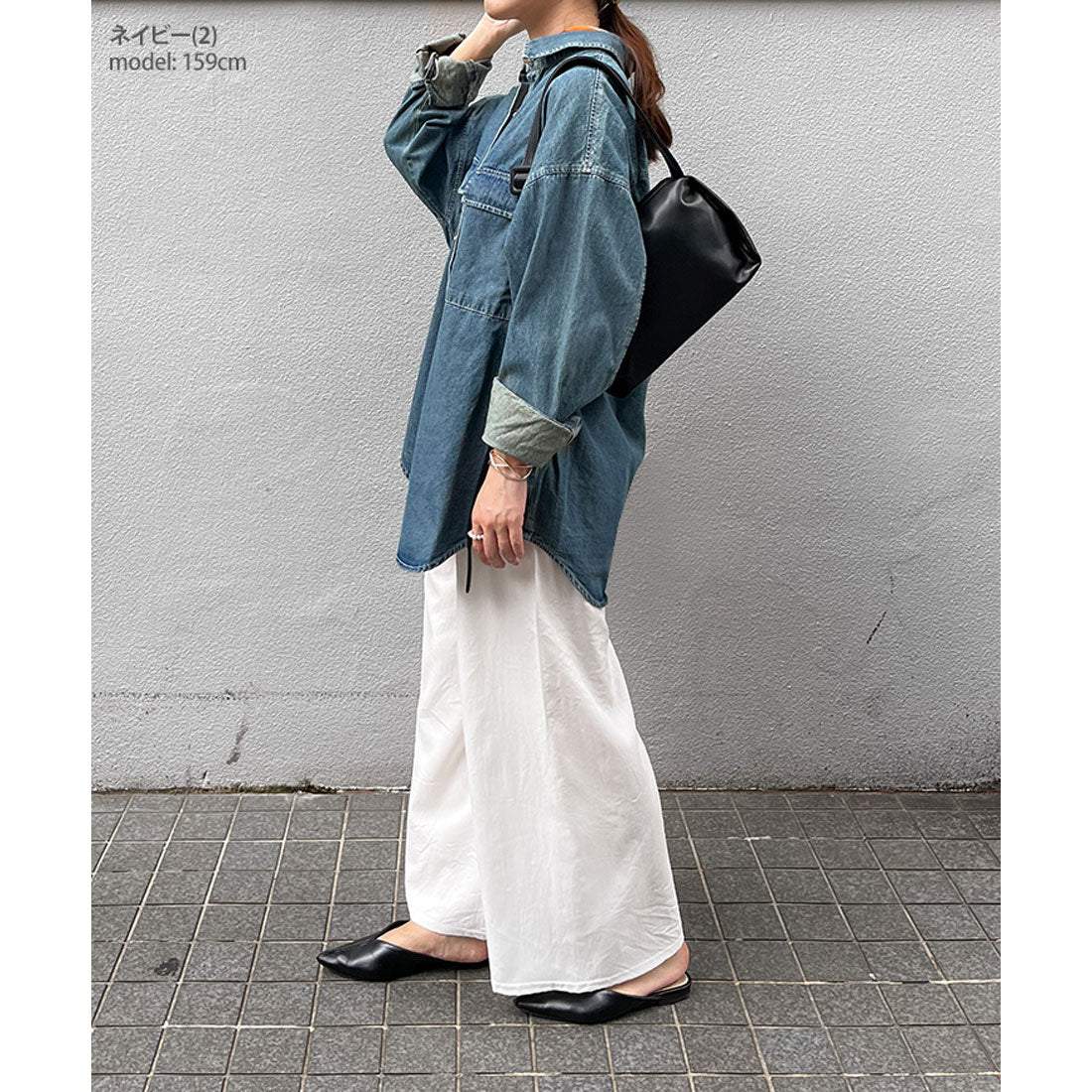 リアルスタイル REAL STYLE デニムジャケット レディース 長め 春 秋 シャツ カジュアル アウター 羽織り ジージャン Gジャン 長袖 ロング丈 大きいサイズ 古着風 (ブラック(3)) ブラック(3)