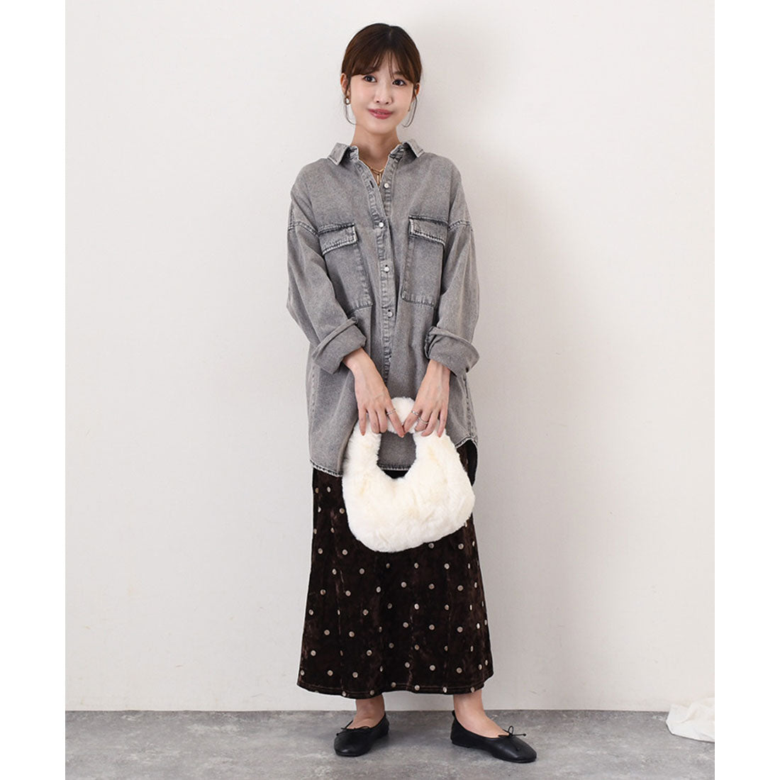 リアルスタイル REAL STYLE デニムジャケット レディース 長め 春 秋 シャツ カジュアル アウター 羽織り ジージャン Gジャン 長袖 ロング丈 大きいサイズ 古着風 (ブラック(3)) ブラック(3)