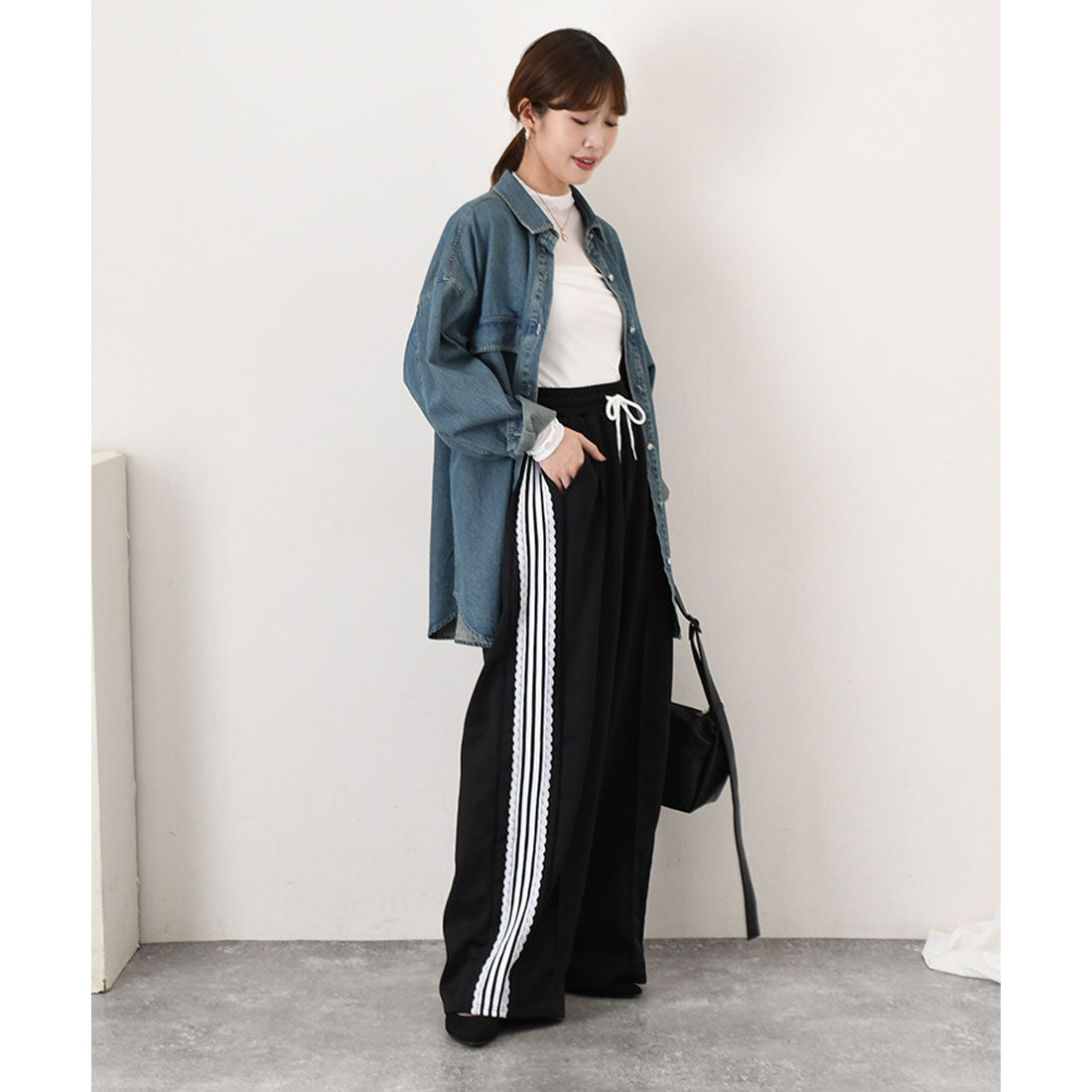 リアルスタイル REAL STYLE デニムジャケット レディース 長め 春 秋 シャツ カジュアル アウター 羽織り ジージャン Gジャン 長袖 ロング丈 大きいサイズ 古着風 (ブラック(3)) ブラック(3)