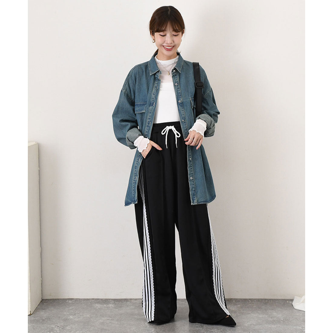 リアルスタイル REAL STYLE デニムジャケット レディース 長め 春 秋 シャツ カジュアル アウター 羽織り ジージャン Gジャン 長袖 ロング丈 大きいサイズ 古着風 (ブラック(3)) ブラック(3)