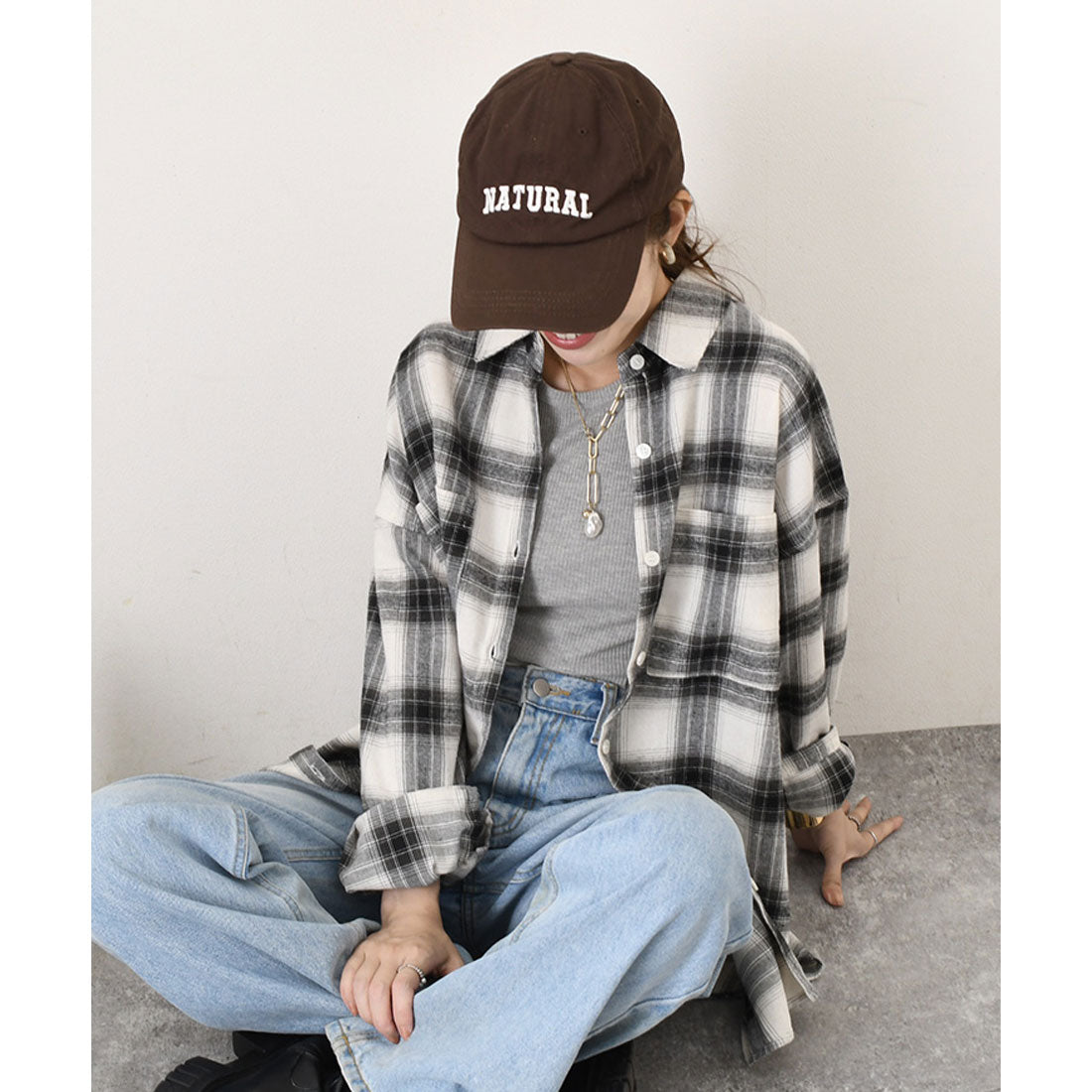 リアルスタイル REAL STYLE シャツ レディース チェック柄 長袖 秋 冬 大きい ビエラ オフィス きれいめ カジュアル トップス アウター 羽織り 大きいサイズ 薄手 (ブラック(6)) ブラック(6)