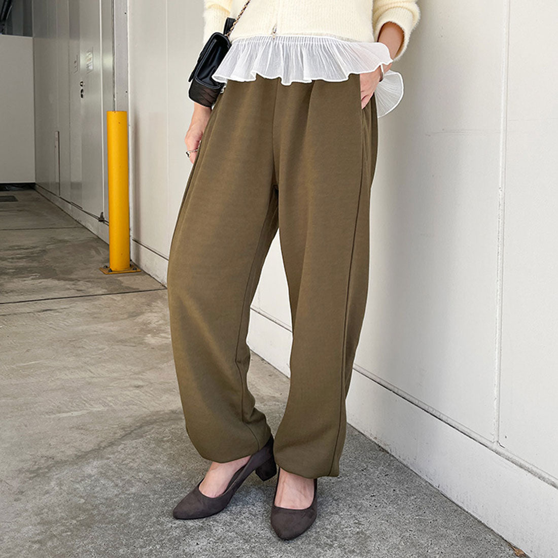 リアルスタイル REAL STYLE スウェットパンツ レディース ワイドパンツ ジョガーパンツ 厚手 秋 冬 部屋着 スポーツ 運動 ゆったり ウエストゴム スエット ボトムス (カーキブラウン) カーキブラウン