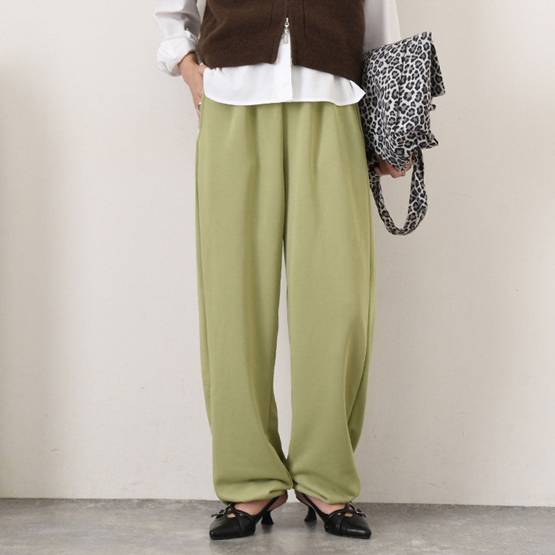 リアルスタイル REAL STYLE スウェットパンツ レディース ワイドパンツ ジョガーパンツ 厚手 秋 冬 部屋着 スポーツ 運動 ゆったり ウエストゴム スエット ボトムス (グリーンティー) グリーンティー