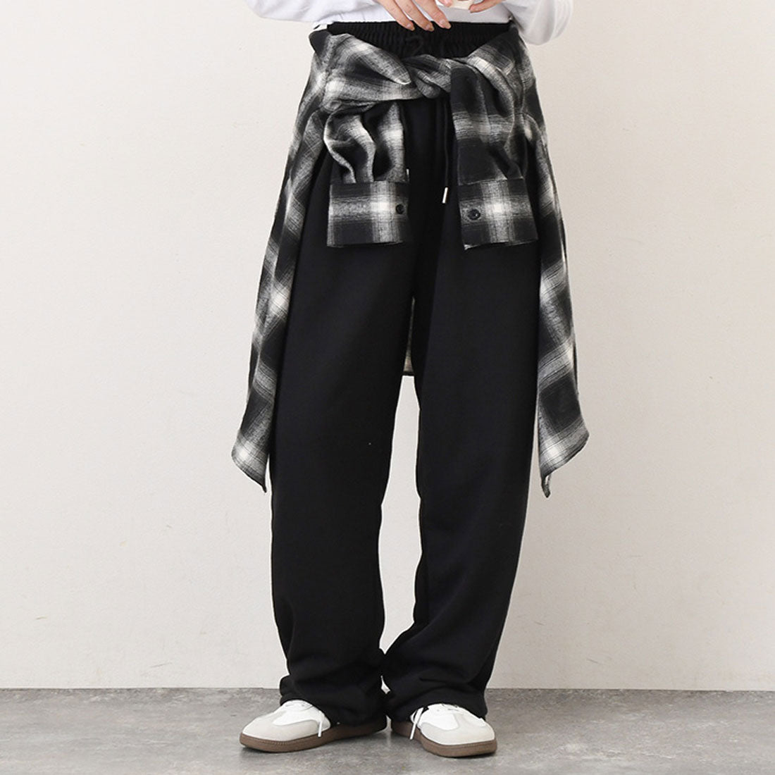 リアルスタイル REAL STYLE スウェットパンツ レディース ワイドパンツ ジョガーパンツ 厚手 秋 冬 部屋着 スポーツ 運動 ゆったり ウエストゴム スエット ボトムス (ブラック) ブラック