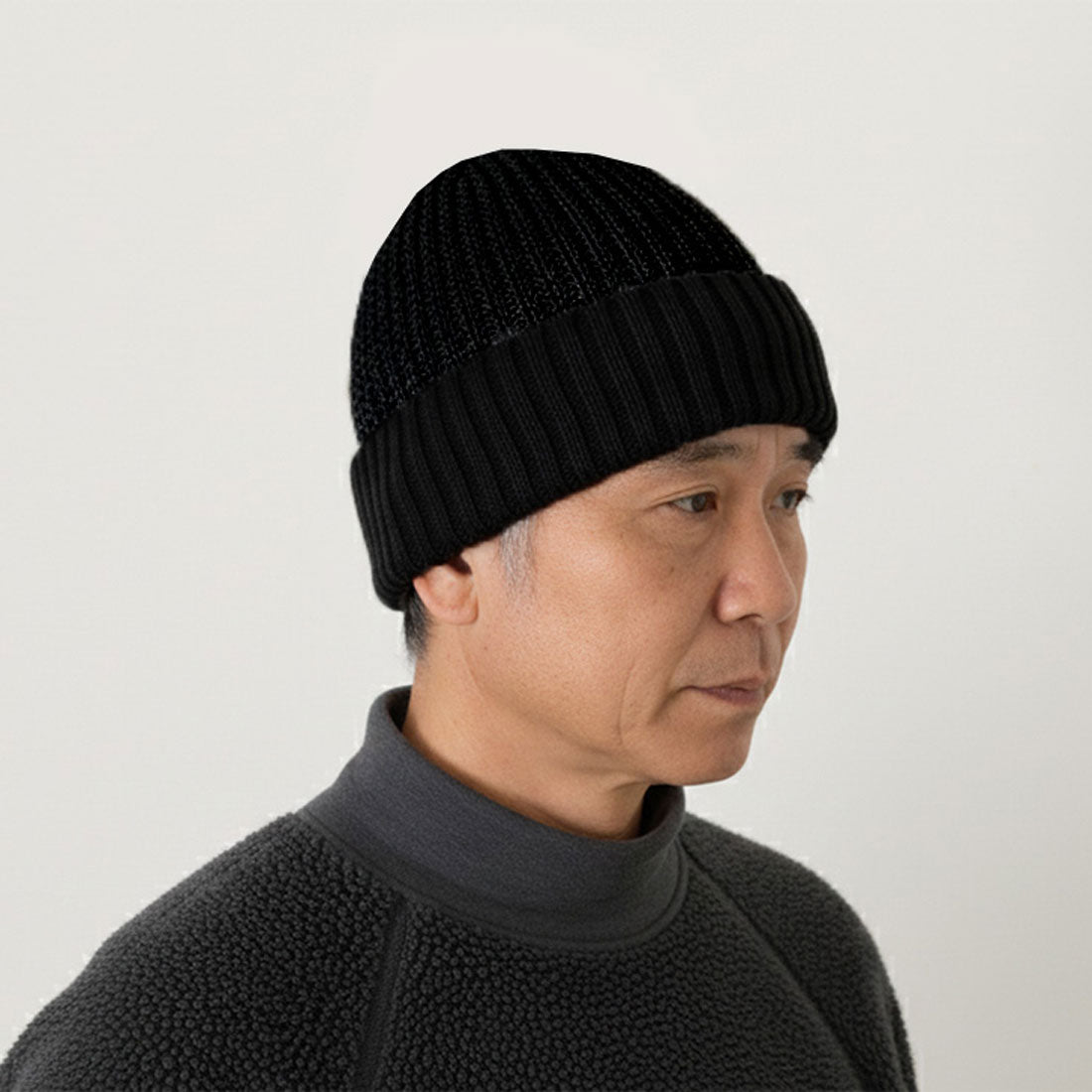 リアルスタイル REAL STYLE ニット帽 レディース メンズ 帽子 ビーニー ニットキャップ 秋冬 暖かい あったか 防寒 折りたたみ 裏ボア もこもこ おしゃれ 男女兼用 (オールブラック) オールブラック