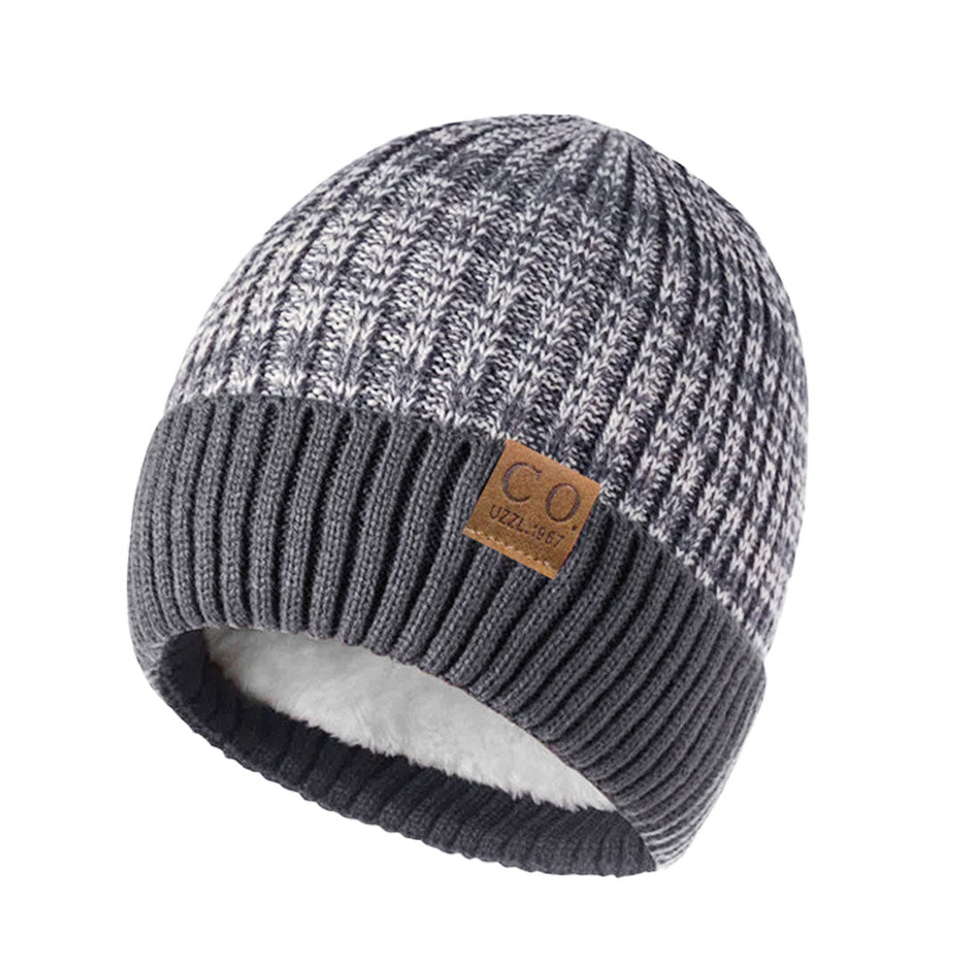 リアルスタイル REAL STYLE ニット帽 レディース メンズ 帽子 ビーニー ニットキャップ 秋冬 暖かい あったか 防寒 折りたたみ 裏ボア もこもこ おしゃれ 男女兼用 (グレー×ホワイト) グレー×ホワイト