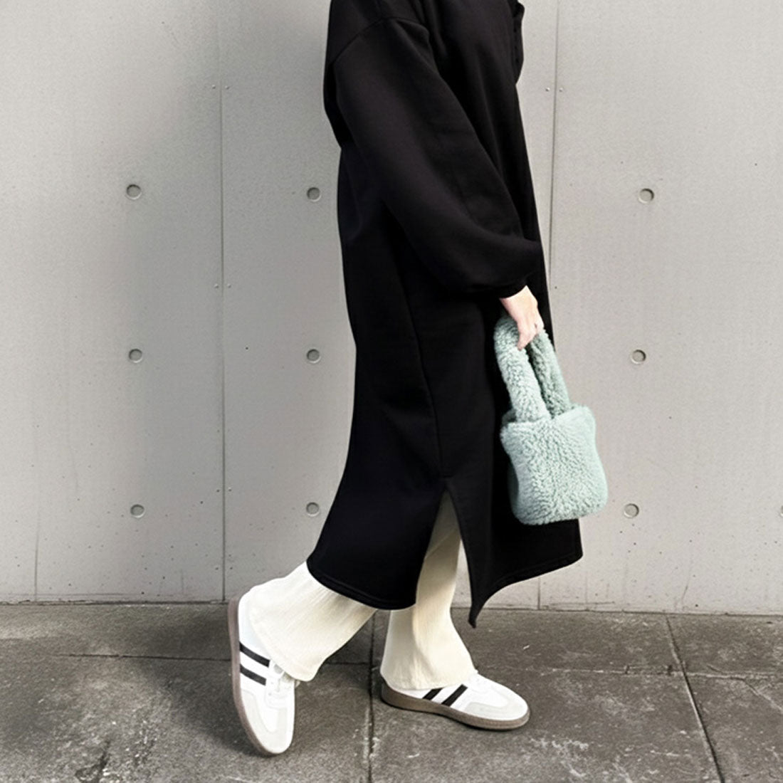 リアルスタイル REAL STYLE ワンピース レディース 長袖 秋 冬 ロング きれいめ 裏起毛 暖かい スウェット スエット Iライン ストレート おしゃれ 膝下 長袖 韓国ファッション チンチャコリア (ブラウン) ブラウン