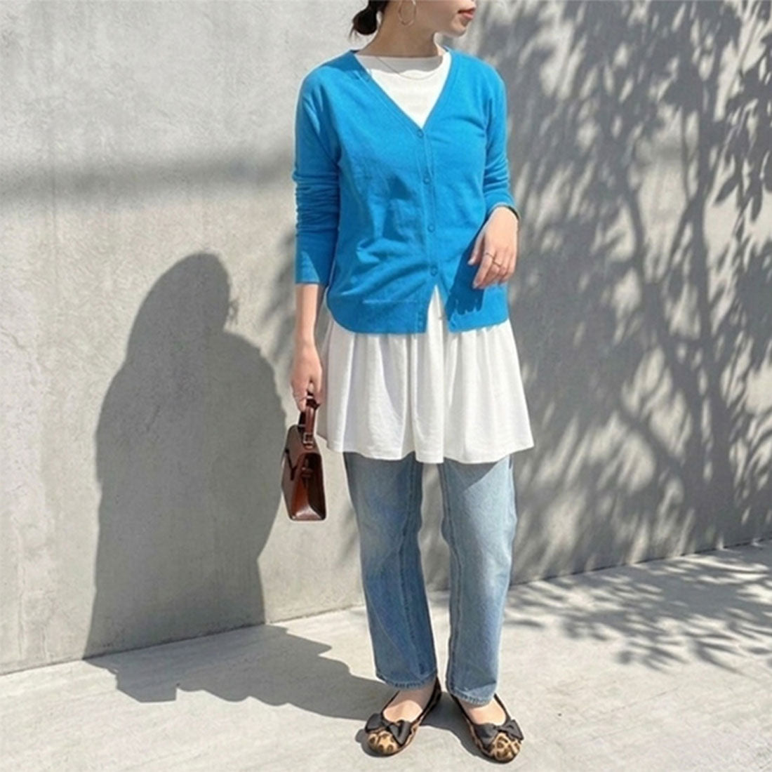 リアルスタイル REAL STYLE ワンピース レディース 春 長袖 厚手 裾フリル フレア 重ね着 膝丈 膝下 カジュアル きれいめ トップス チュニック ヘビーウェイト カットソー レイヤード インナー ペプラム (ブラック) ブラック
