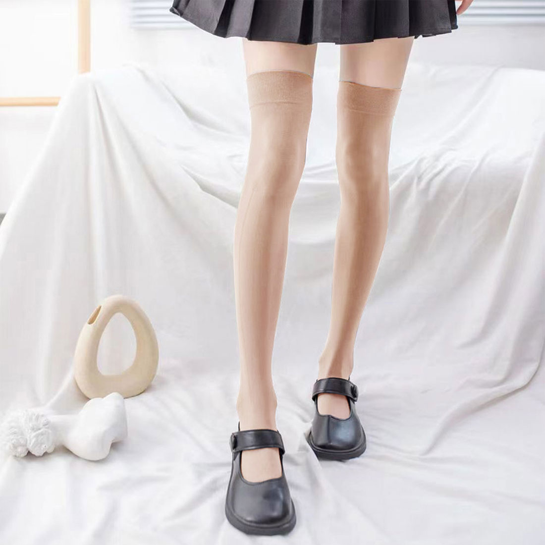 真實的真實風格的膝蓋高襪子白色黑色襪子白色灰色白色灰色灰色長舞coplay統一西里