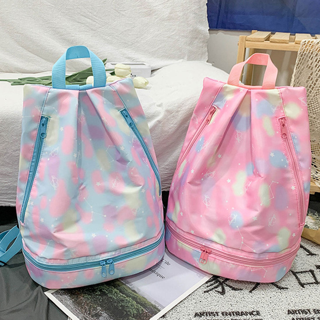 REAL STYLE Pool Bag for Kids, Boys, Girls, Elementary School, Backpack, Knapsack, Kids, Swim Bag, Nylon, Men, Summer