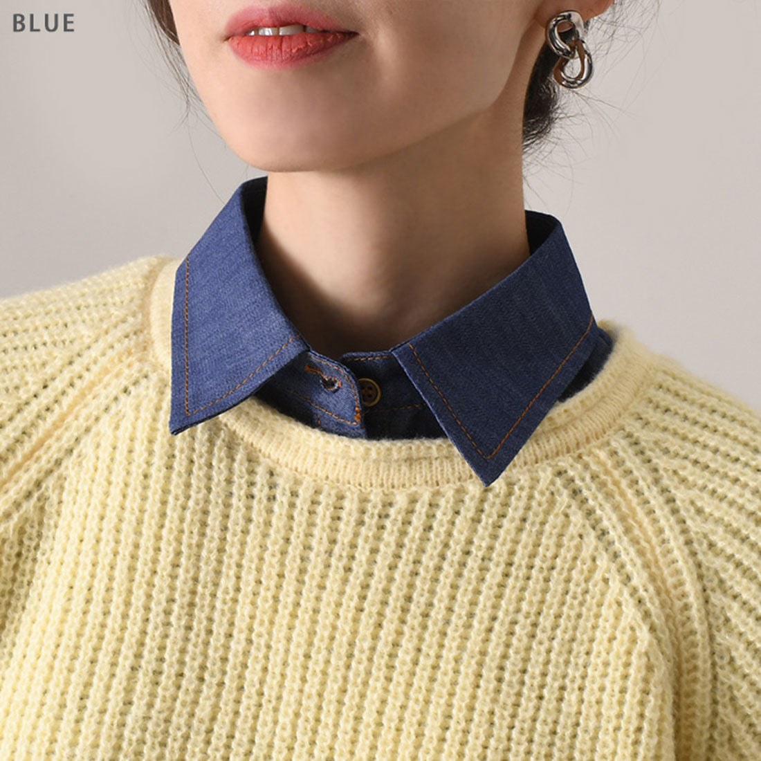 REAL STYLE Detachable collar, detachable collar, ladies', dungaree shirt, denim, innerwear, blouse, layered look, stylish, Korean, spring/summer, fall/winter, cute, daily