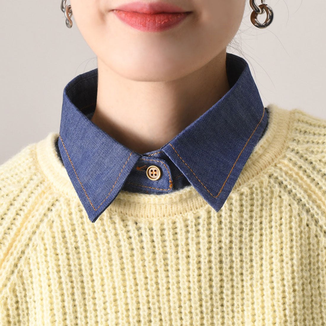 REAL STYLE Detachable collar, detachable collar, ladies', dungaree shirt, denim, innerwear, blouse, layered look, stylish, Korean, spring/summer, fall/winter, cute, daily