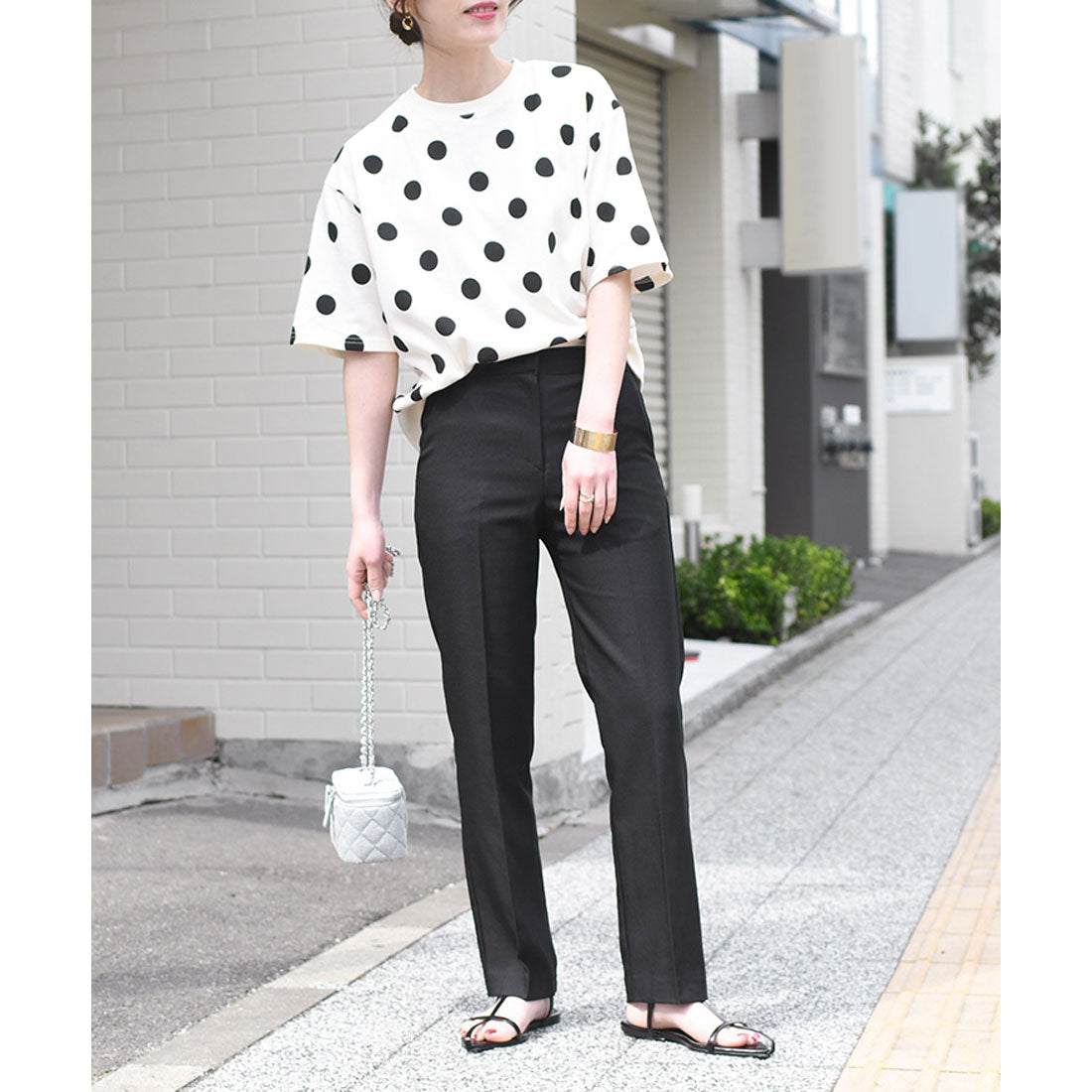 Real Style Slacks Women's Pants Tapered Trousers Bottoms Neat Elegant Office Commuting Work Short Height Tall Height Plain Thin Spring Summer Korean Fashion Chinchakoria