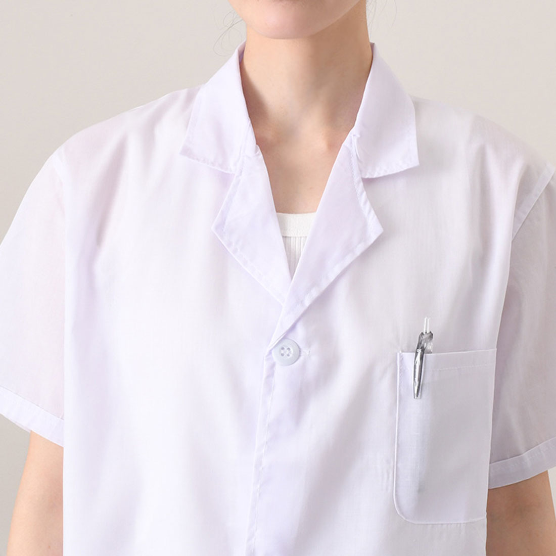 REAL STYLE 男女白大褂大碼短袖時尚單人男女醫生外套檢查服實驗服醫學生醫生護士