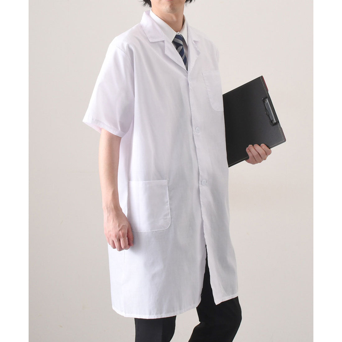 REAL STYLE 男女白大褂大碼短袖時尚單人男女醫生外套檢查服實驗服醫學生醫生護士