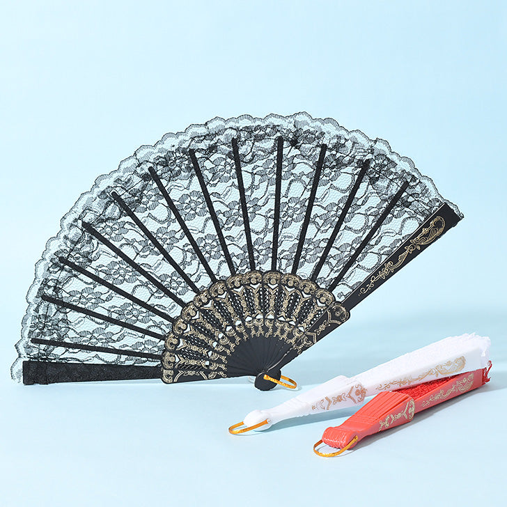 真實風格扇子,女士,緊湊,舞蹈,蕾絲,黑色,花卉圖案,可愛,時尚,活動,角色扮演,日式服裝,浴衣,節日,煙火節,日本配件,體育節,聚會,高中生