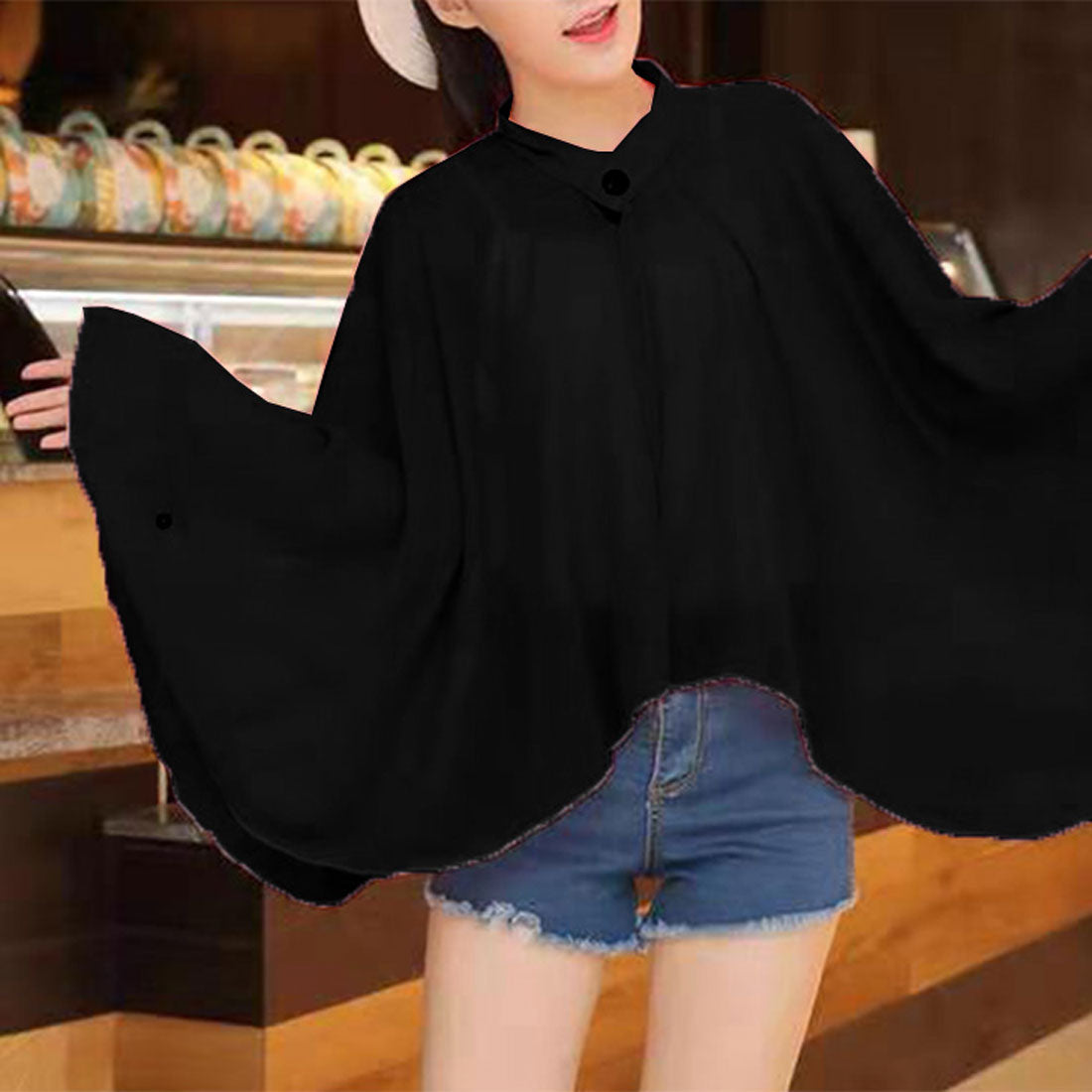 ポンチョ　ボレロ Real Style Poncho Bolero Cardigan Women's Lightweight Long Sleeve Summ