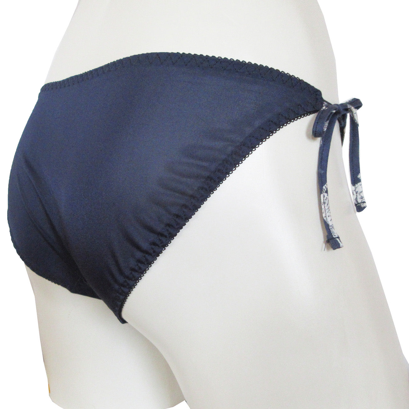 レンヴィ REN-VI コットンプリント&トリコット脇ひも結びショーツ 【返品不可商品】 (紺) 紺