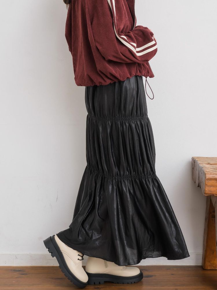 レトロガール RETRO GIRL メタリックティアードSK (BLK1) BLK1