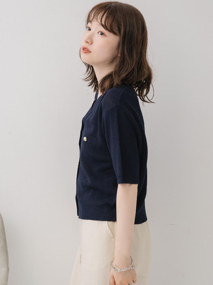 レトロガール RETRO GIRL ハーフスリーブ金釦カーデ (BLU0) BLU0