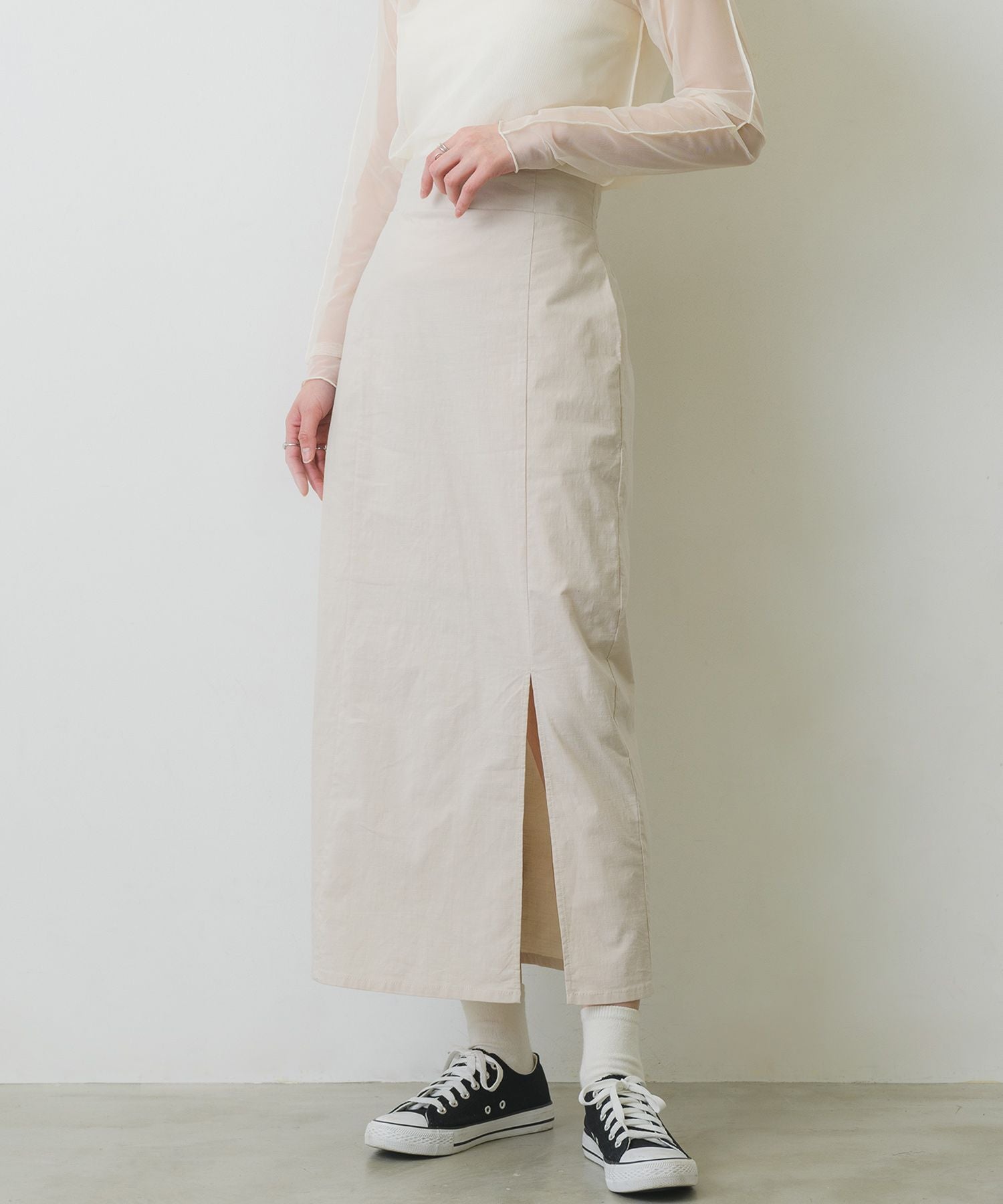 レトロガール RETRO GIRL 麻ライクスリットナロースカート