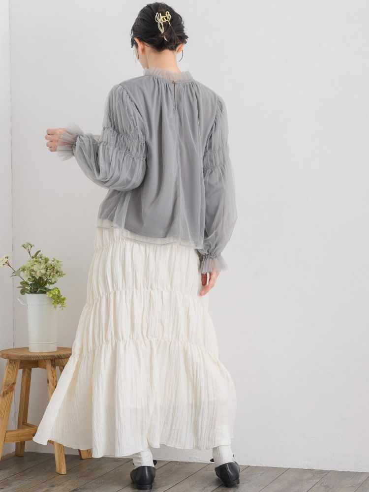 レトロガール RETRO GIRL シャーリングワッシャーSK (BLK1) BLK1