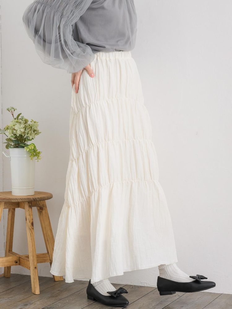 レトロガール RETRO GIRL シャーリングワッシャーSK (BLK1) BLK1