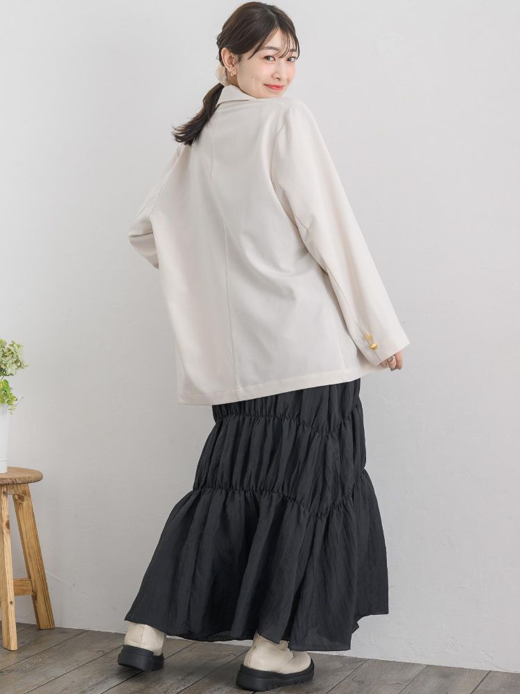 レトロガール RETRO GIRL シャーリングワッシャーSK (BLK1) BLK1