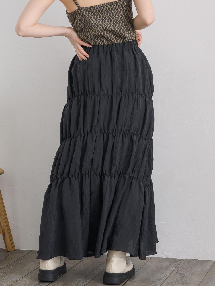 レトロガール RETRO GIRL シャーリングワッシャーSK (BLK1) BLK1