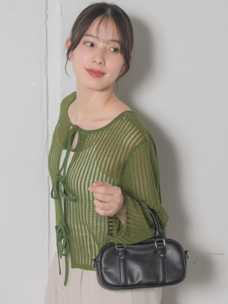 レトロガール RETRO GIRL リボンメッシュカーデ (GRN0) GRN0