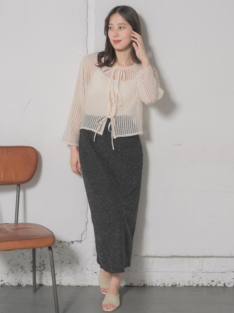 レトロガール RETRO GIRL リボンメッシュカーデ (GRN0) GRN0