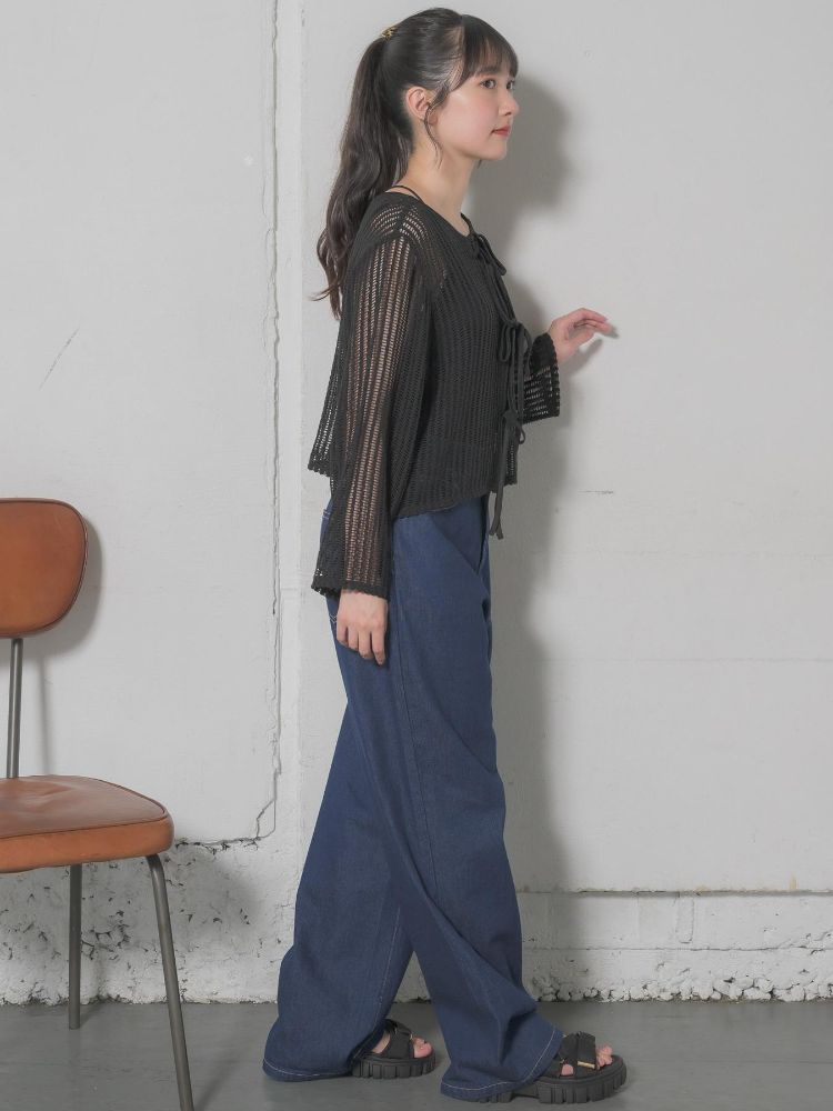 レトロガール RETRO GIRL リボンメッシュカーデ (GRN0) GRN0