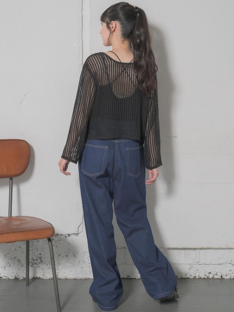 レトロガール RETRO GIRL リボンメッシュカーデ (GRN0) GRN0