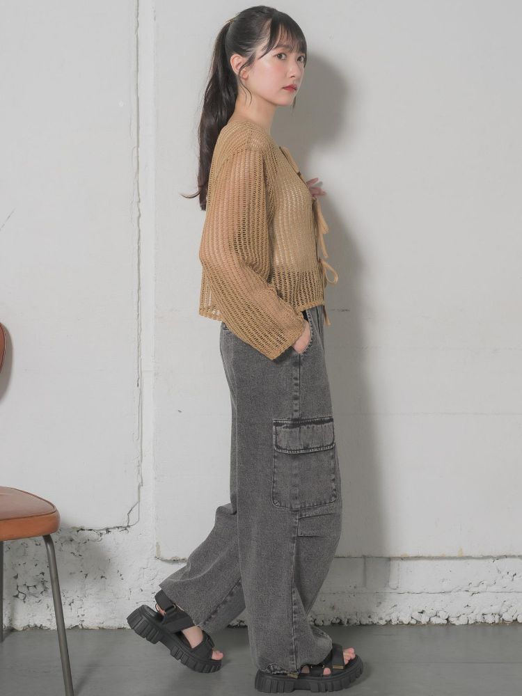 レトロガール RETRO GIRL リボンメッシュカーデ (GRN0) GRN0